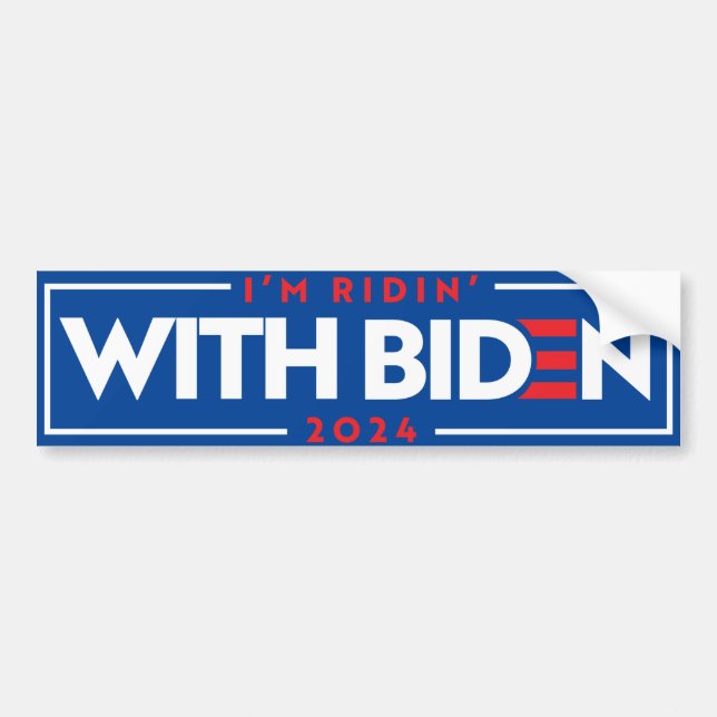Ridin' mit Biden 2024 Autoaufkleber (Vorne)