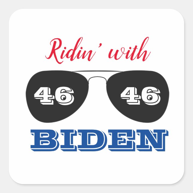 Ridin' mit Biden 46 Aviator-Sonnenbrille Quadratischer Aufkleber (Vorderseite)