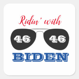 Ridin' mit Biden 46 Aviator-Sonnenbrille Quadratischer Aufkleber