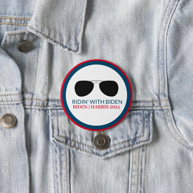 Ridin' mit Biden Aviator Glasses 2024 Button (Beispiel)