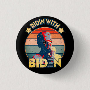 Ridin' with biden Eating Ice Cream Retro Sunset Button