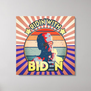 Ridin' with biden Eating Ice Cream Retro Sunset Leinwanddruck