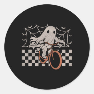 Riding Ghost Bicycle Halloween Kostüm Ghoul Biker Runder Aufkleber