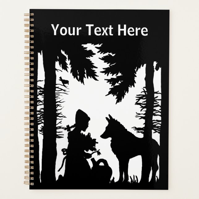 Riding Hood in Black Silhouette in Woods Wolf Planer (Vorderseite)