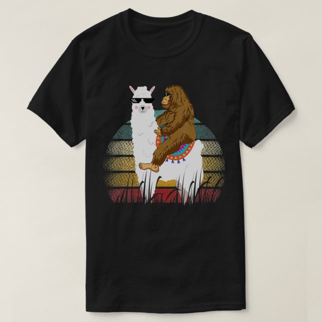 Riding Llama Retro T-Shirt (Design vorne)