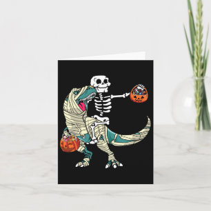 Riding Mummy Dinosaur T Rex Halloween Funny Pumpki Karte