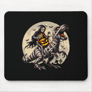 Riding Mummy Dinosaur T Rex Pumpkin Funny Hallowee Mousepad