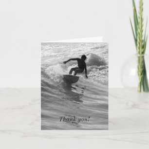 Riding The Wave Grayscale Thank You Card Dankeskarte