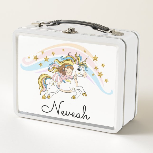 Riding Unicorns Metal Lunch Box (Vorderseite)