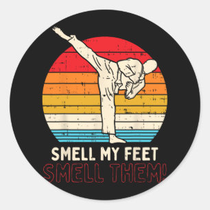 Riech Feet Kick Retro Karate Taekwondo Kampfkünste Runder Aufkleber