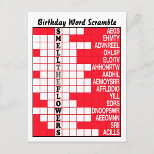 Riechen Sie die Blume Word Scramble Postkarte