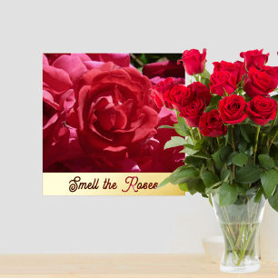 Riechen Sie die Rose Red Floral Gold Foliendrucke