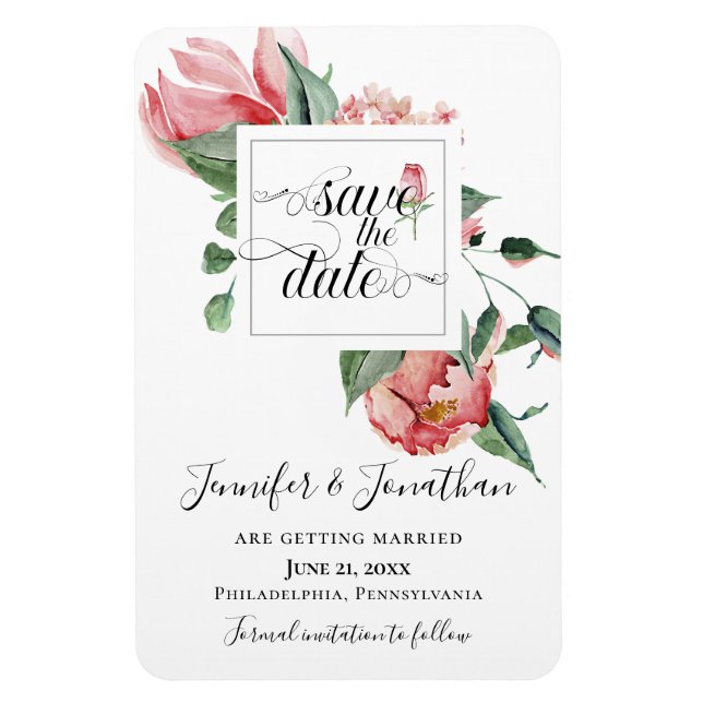 Riechen Sie die Rose, Save the Date Hochzeit Magnet (Vertikal)
