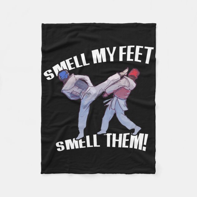 Riechen Sie mein Feet Funny Karate Fleecedecke (Vorderseite)
