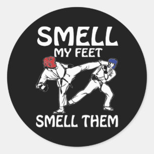 Riechen Sie mein Feet Funny Karate Sparring Runder Aufkleber