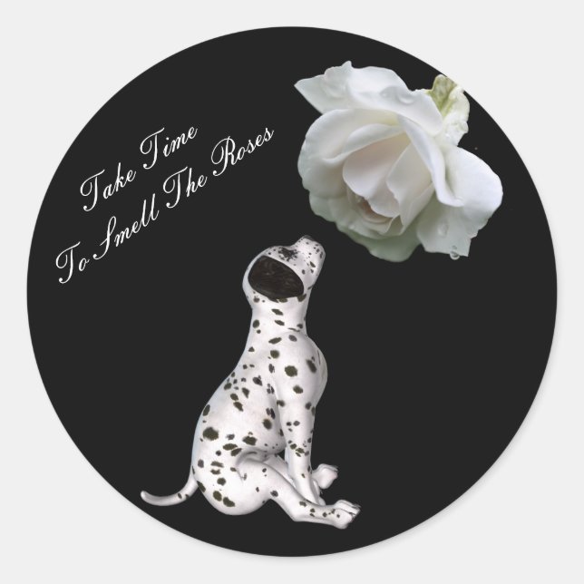Riechen Sie Rose Welpe Rose Inspiration Sticker (Vorderseite)