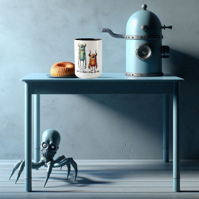 Riechen Sie unsere Monster-Buddies nach Maß Zweifarbige Tasse (Coffee time.)