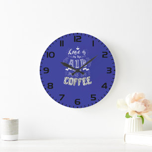 Riecht nach Kaffee Große Wanduhr