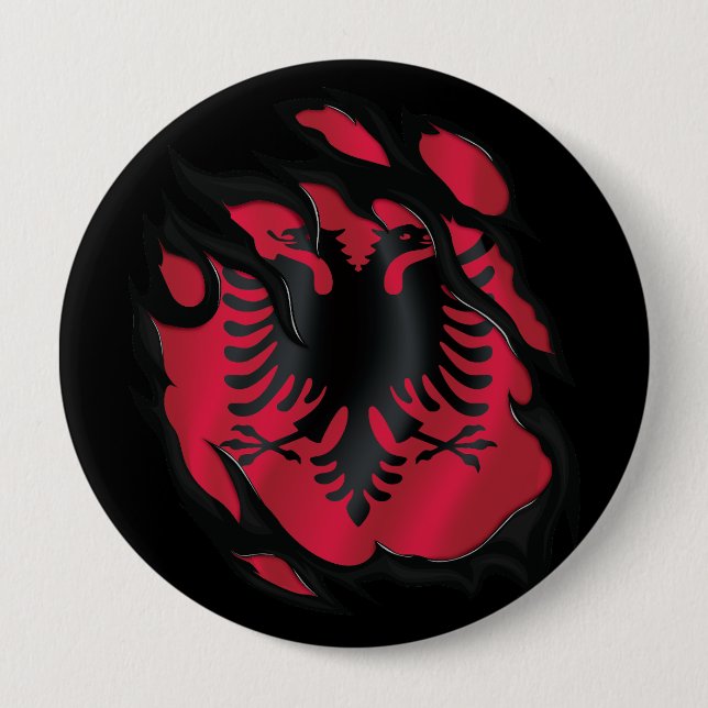 Riegelflagge in Albanien Button (Vorderseite)