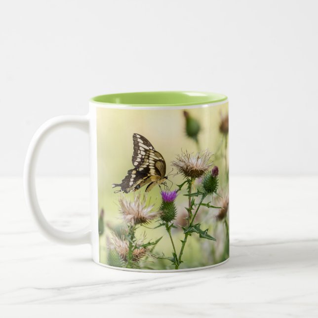 Riesen-Frack-Butterfly Zweifarbige Tasse (Links)