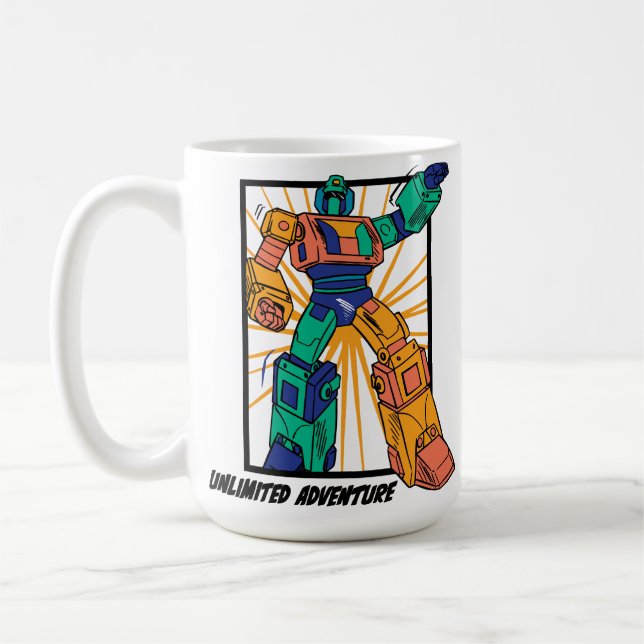 Riesen-Kriegerrobot: Unbegrenztes Abenteuer Kaffeetasse (Links)