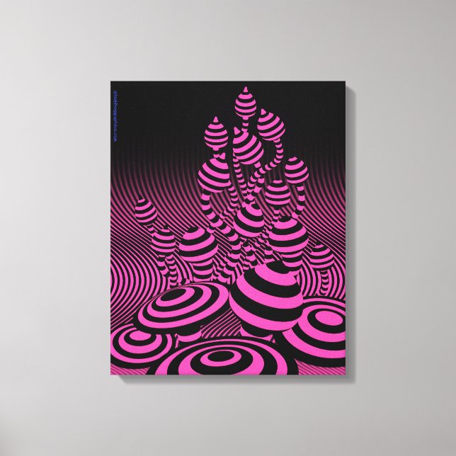Riesen Leinwand Neon Fuchsia Magic Pilze 1m². (Vorderseite)