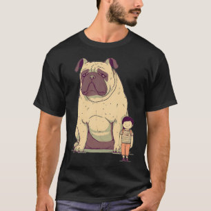 Riesen-Mops-Cartoon, süße Mops-Kunst, riesiger Mop T-Shirt