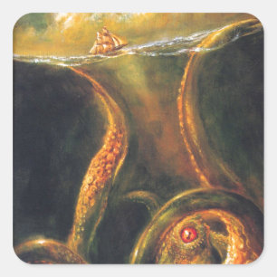 Riesen-Oktopus Quadratischer Aufkleber