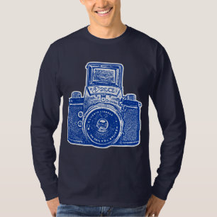 Riesen-Ostdeutsche-Kamera - Dunkelblau und Weiß T-Shirt