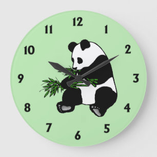 Riesen-Panda Grün Große Wanduhr