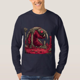Riesen-Roter-Alien-Wurm-Monster-Langarm T-Shirt