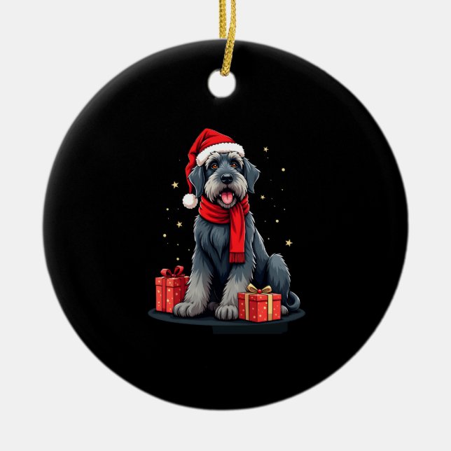 Riesen-Schnauzer-Hund Weihnachtsfeiern Urlaub Sant Keramik Ornament (Vorne)