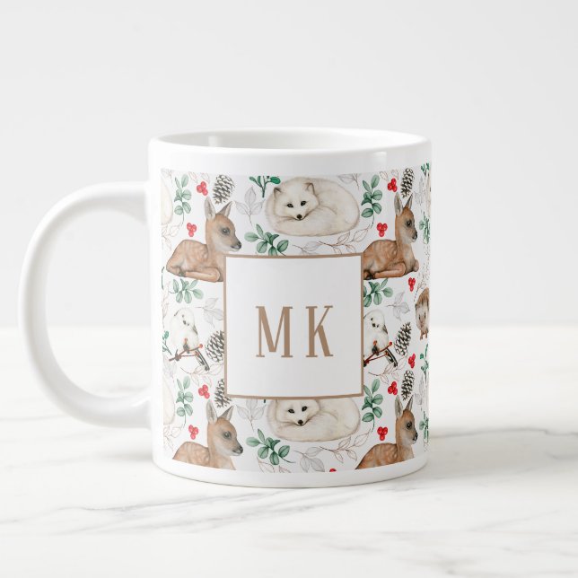 Riesen-Tasse, Waldtiere mit Monogramm Jumbo-Tasse (Links)