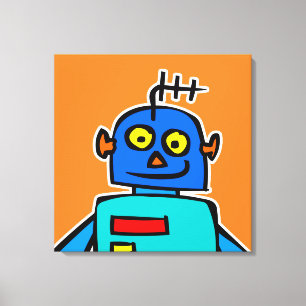 Riesenblauer Cartoon Robot Canvas Print Leinwanddruck