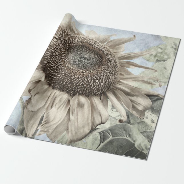 Riesenblume Gelbe Pastelle Chic Vintag Antique Geschenkpapier (Ungerollt)