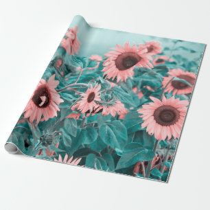 Riesenblumen Rosa Aquamarines Blumenmotiv Geschenkpapier