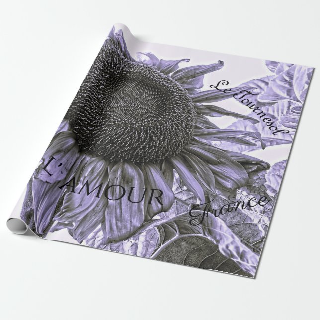 Riesenblumen Vintage Lila Entdeckungsschrift Geschenkpapier (Ungerollt)