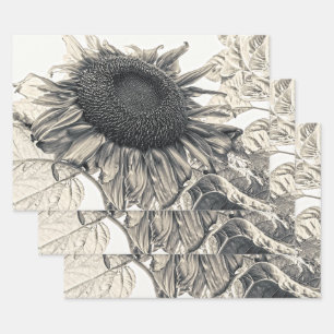 Riesenblüten Vintag Sepia Entdeckungsreise zur Alp Geschenkpapier Set