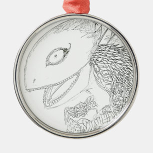 Riesenechse-Cartoon Silbernes Ornament