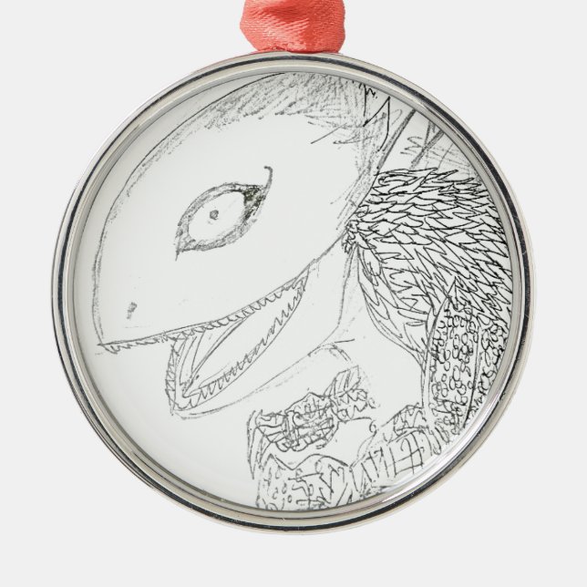 Riesenechse-Cartoon Silbernes Ornament (Vorne)