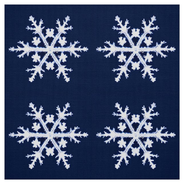 Rieseneis-Crystal-Schneeflocken auf Dunklem Indigo Stoff (Muster)