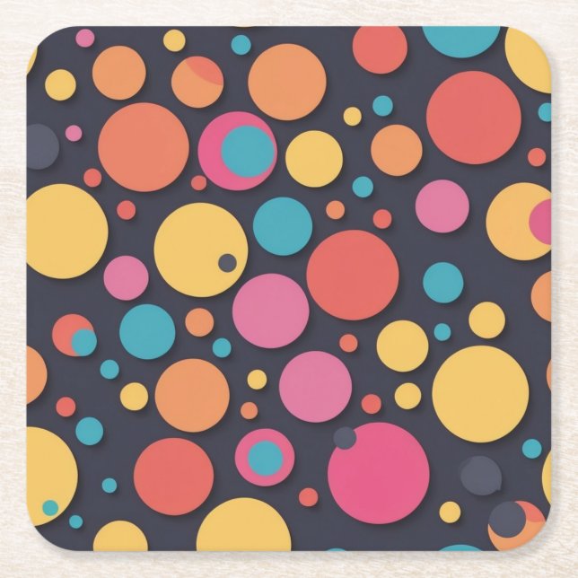 Riesenfarbige Punkte Rechteckiger Pappuntersetzer (Vorderseite)