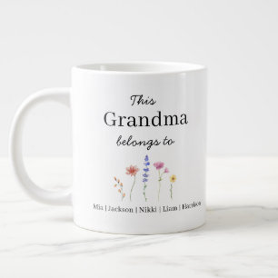 RIESENGRÖßE - Fünf Enkelkinder personalisiert Jumbo-Tasse