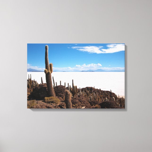 Riesenkaktus auf der Leinwand Salar de Uyuni (Vorderseite)
