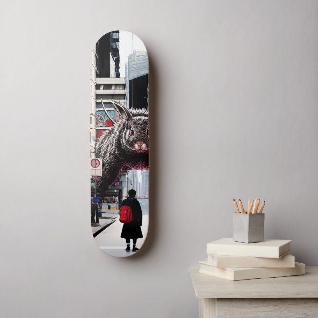 Riesenkaninchen auf den Straßen Japans Skateboard (Wandkunst)