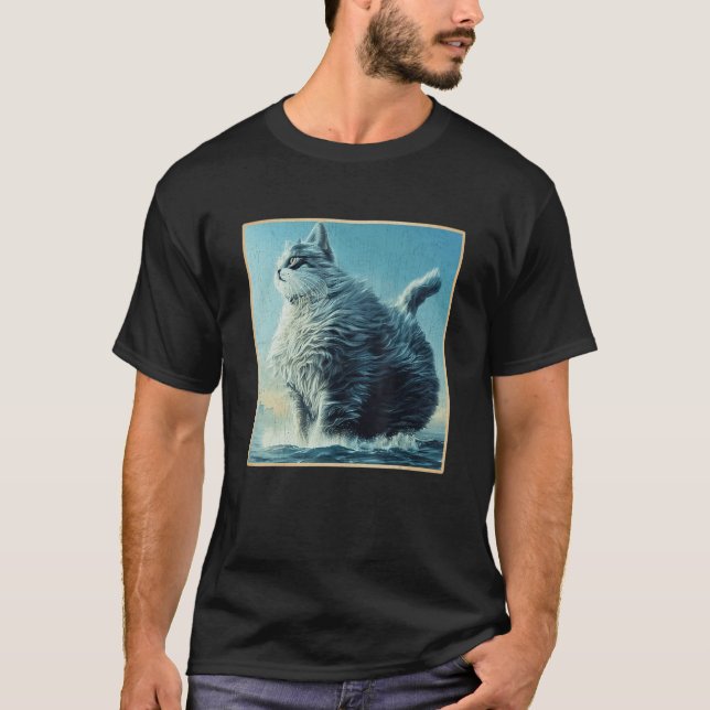 Riesenkatze, die von den Fantasy-Koloss des Meeres T-Shirt (Vorderseite)