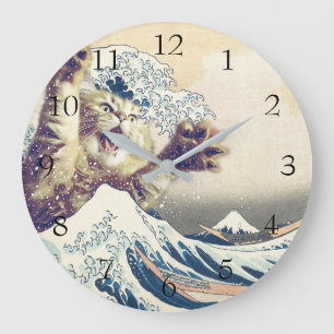 Riesenkatzenwelle – Die große Welle vor Kanagawa Wanduhr