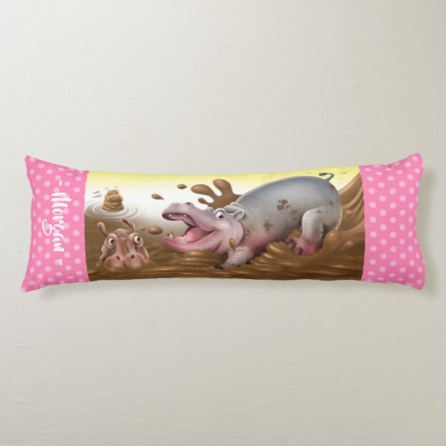 Riesenkuschion Hippos in Schlammmarshmallow rosa. Seitenschläferkissen (Vorderseite)