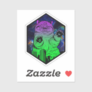 Riesenmonster Catzilla greift Cat Skyline an Aufkleber