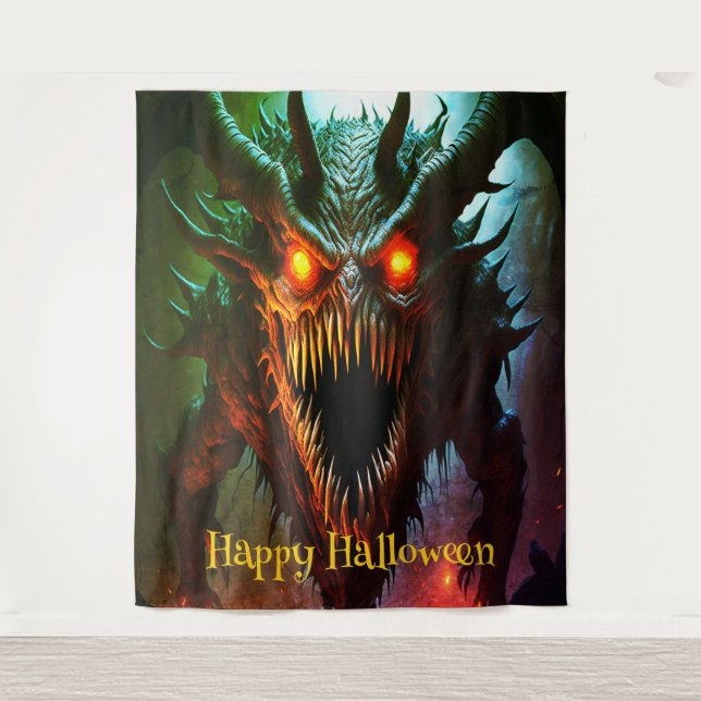 Riesenmonster Halloween-Hintergrund Wandteppich (Vorderseite)